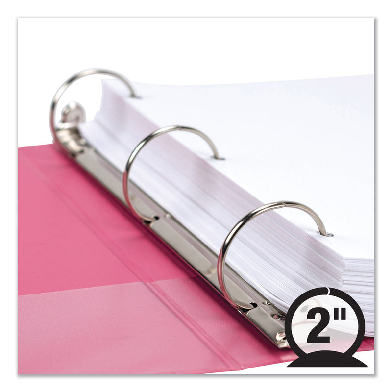 Samsill Earth's Choice Biobased Economy Round Ring View Binders, 3 Rings, 2" Capacity, 11 x 8.5, Berry