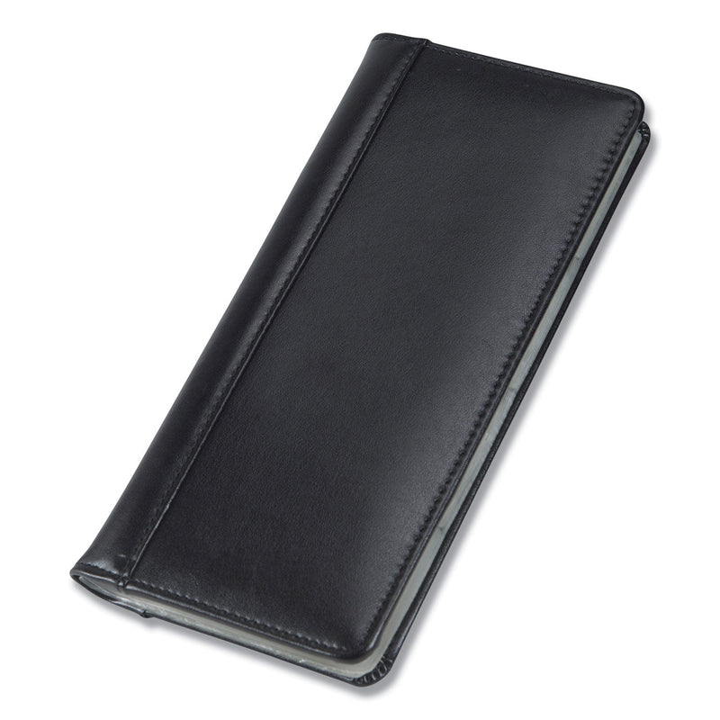 Samsill Regal Leather Business Card File, Holds 96 2 x 3.5 Cards, 4.75 x 10, Black