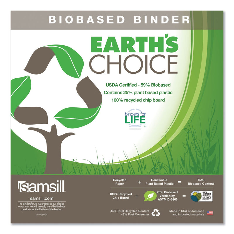Samsill Earth's Choice Biobased Economy Round Ring View Binders, 3 Rings, 2" Capacity, 11 x 8.5, Berry