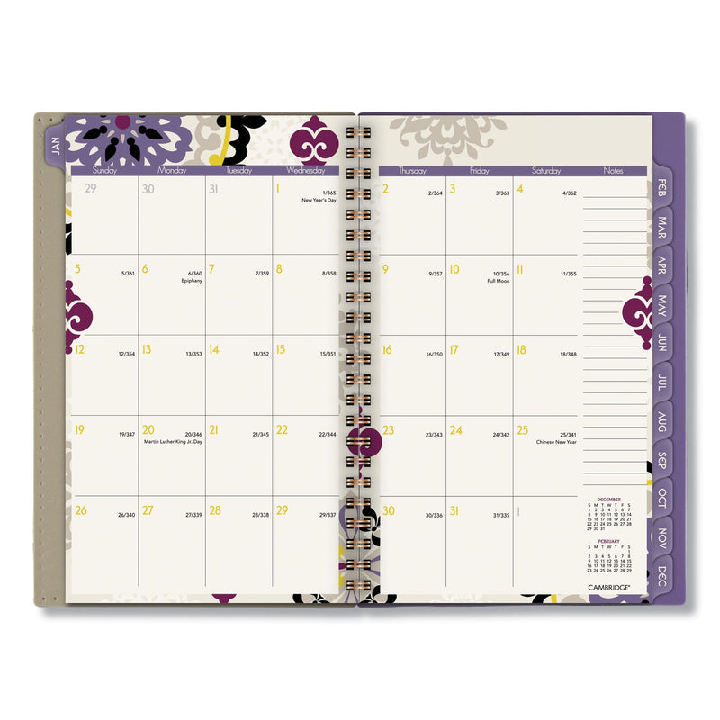 Cambridge Vienna Weekly/Monthly Appointment Book, Vienna Geometric Artwork, 8 x 4.88, Purple/Tan Cover, 12-Month (Jan to Dec): 2022