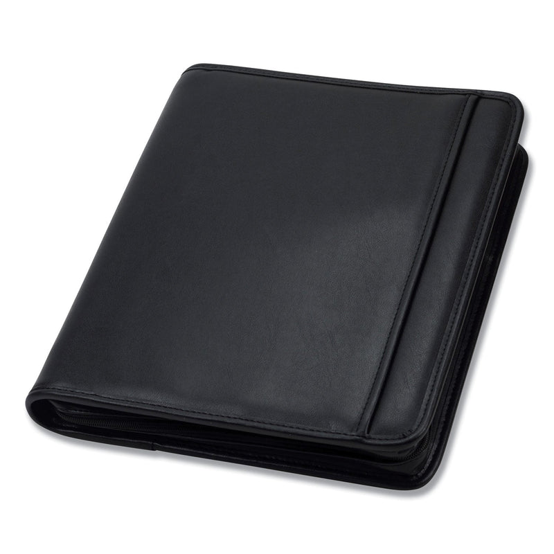 Samsill Professional Zippered Pad Holder/Ring Binder, Pockets, Writing Pad, Vinyl Black