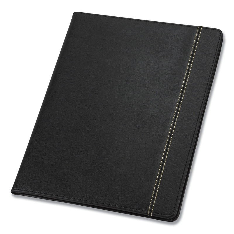 Samsill Slimline Padfolio, Leather-Look/Faux Reptile Trim, Writing Pad, Black