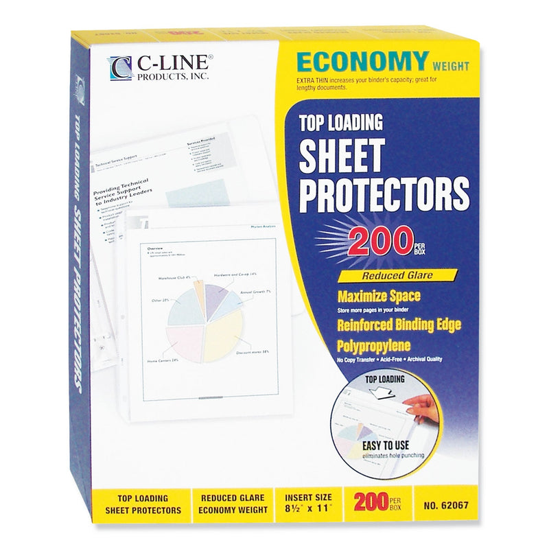 C-Line Economy Weight Poly Sheet Protectors, Reduced Glare, 2", 11 x 8.5, 200/Box