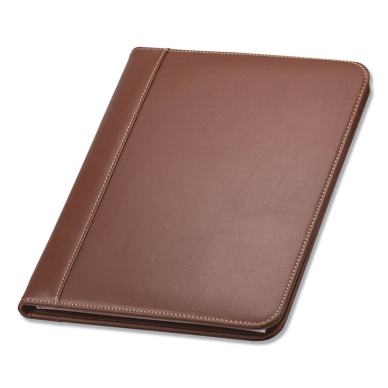 Samsill Contrast Stitch Leather Padfolio, 8 1/2 x 11, Leather, Tan