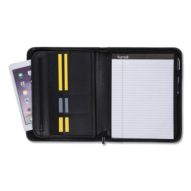 Samsill Professional Zippered Pad Holder, Pockets/Slots, Writing Pad, Black