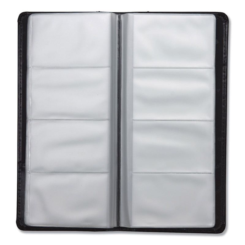 Samsill Regal Leather Business Card File, Holds 96 2 x 3.5 Cards, 4.75 x 10, Black