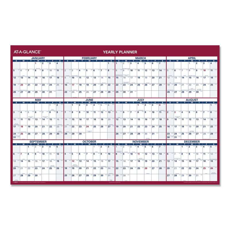 AT-A-GLANCE Erasable Vertical/Horizontal Wall Planner, 32 x 48, White/Blue/Red Sheets, 12-Month (Jan to Dec): 2023