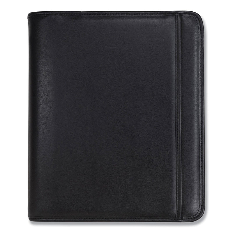 Samsill Professional Zippered Pad Holder/Ring Binder, Pockets, Writing Pad, Vinyl Black