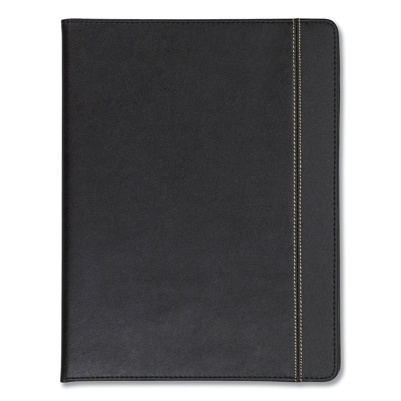 Samsill Slimline Padfolio, Leather-Look/Faux Reptile Trim, Writing Pad, Black