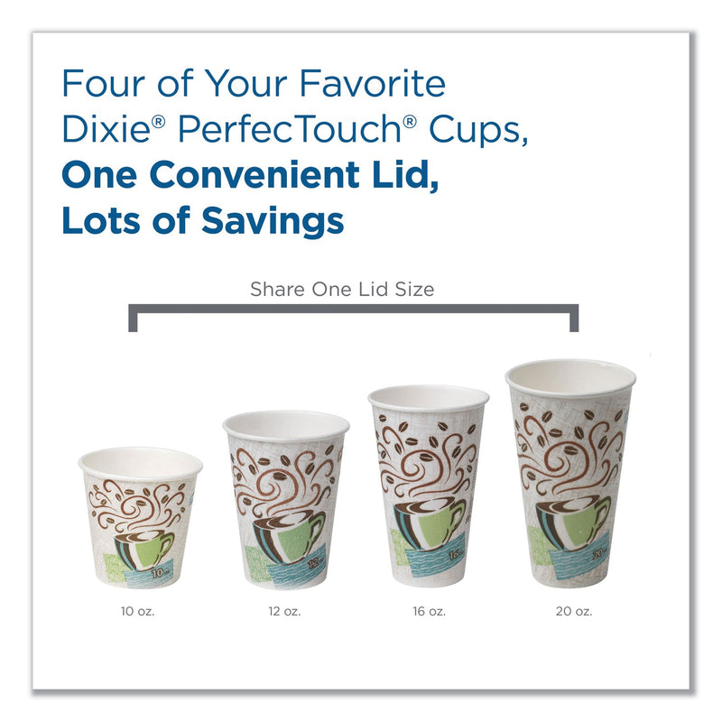 Dixie Reclosable Lids, Fits 12 oz to 20 oz Dixie Cups, 10 oz to 20 oz PerfecTouch Cups, White, 100/Pack, 10 Packs/Carton