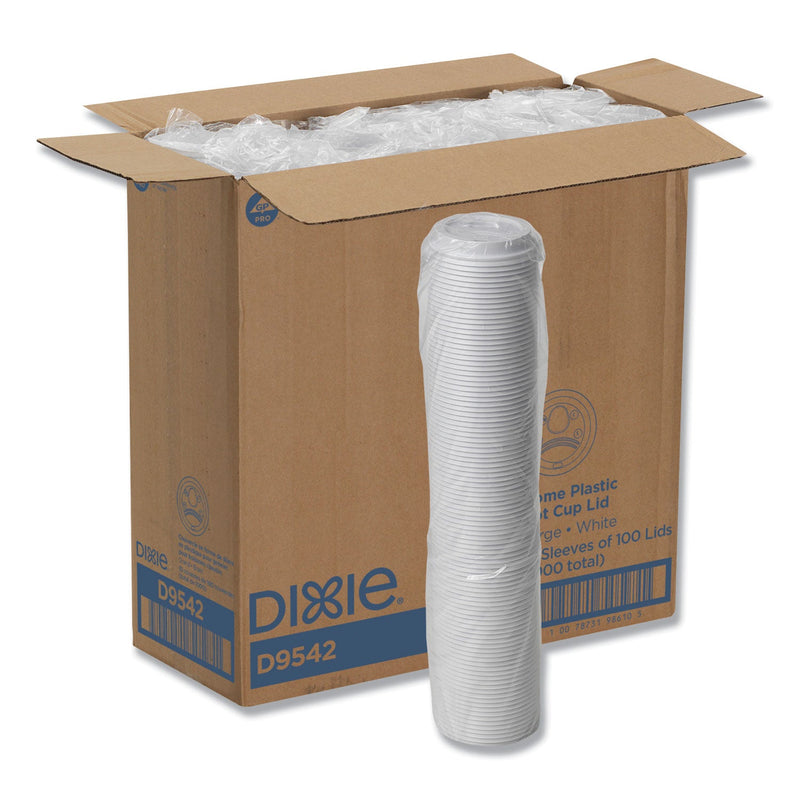 Dixie Reclosable Lids, Fits 12 oz to 20 oz Dixie Cups, 10 oz to 20 oz PerfecTouch Cups, White, 100/Pack, 10 Packs/Carton