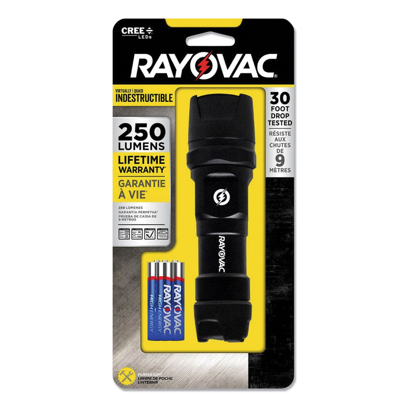 Rayovac Virtually Indestructible LED Flashlight, 3 AAA Batteries (Included), Black