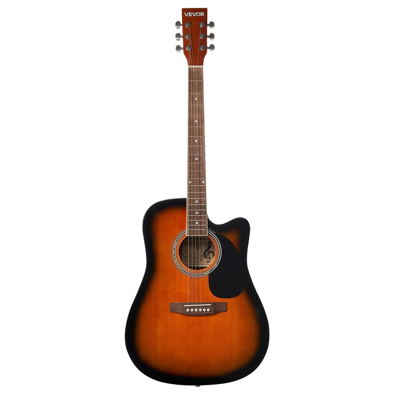41 In Cutway Acoustic Guitar, 6-String, Sunburst Solid Spruce Top Guitar, Beginner Bundle With Gig Bag, Tuner, Strap, Steel Strings, Picks, Capo, Rosewood Fingerboard, For Fingerstyle Solo Jazz