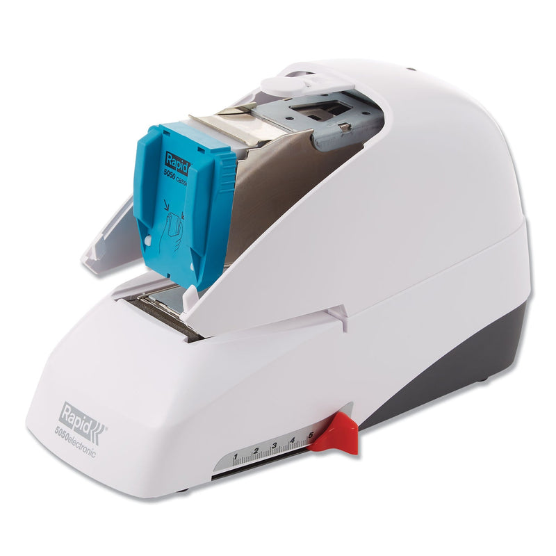 Rapid 5050e Professional Electric Stapler, 60-Sheet Capacity, White