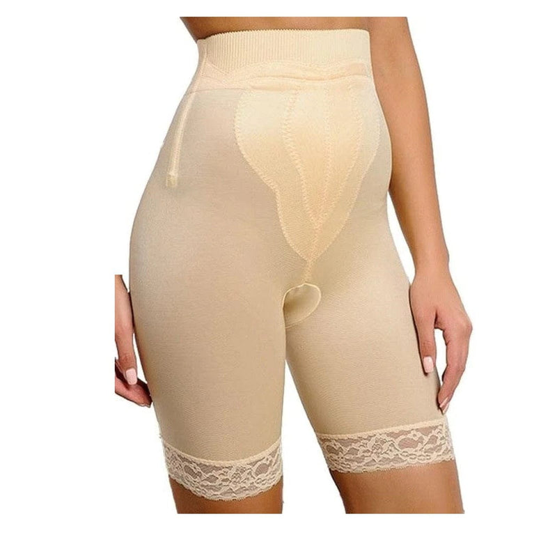 Style 6226 | High Waist Thigh Slimmer with Tulip Front Panel | Memory Compression Fabric | Medium Support
