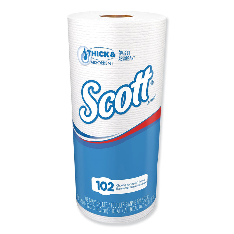 Scott Choose-A-Sheet Mega Kitchen Roll Paper Towels, 1-Ply, 4.8 x 11, White, 102/Roll, 24/Carton