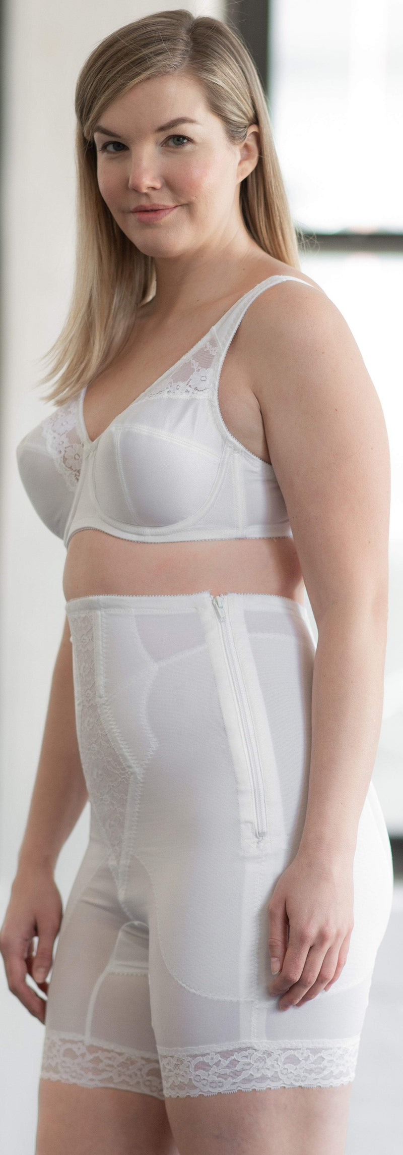 Style 6228 | High Waist Thigh Slimmer with Side Zipper | Memory Compression Fabric | Medium Support