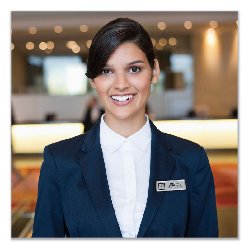 Avery The Mighty Badge Name Badge Holder Kit, Horizontal, 3 x 1, Inkjet, Silver, 4 Holders/32 Inserts