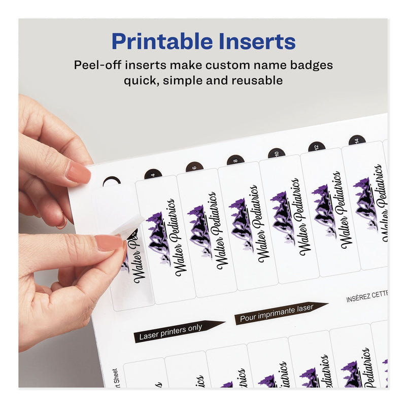 Avery The Mighty Badge Name Badge Inserts, 1 x 3, Clear, Laser, 20/Sheet, 5 Sheets/Pack