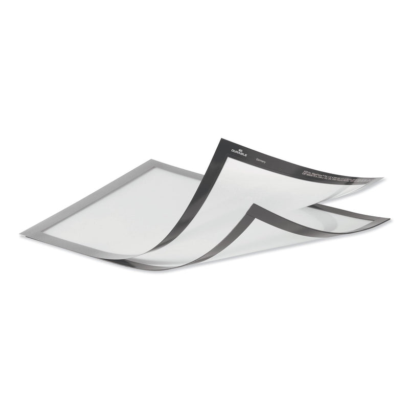 Durable DURAFRAME Magnetic Plus Sign Holder, 8.5 x 11, Silver Frame, 2/Pack