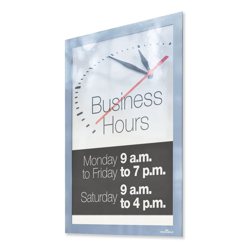 Durable DURAFRAME SUN Sign Holder, 11 x 17, Silver Frame, 2/Pack