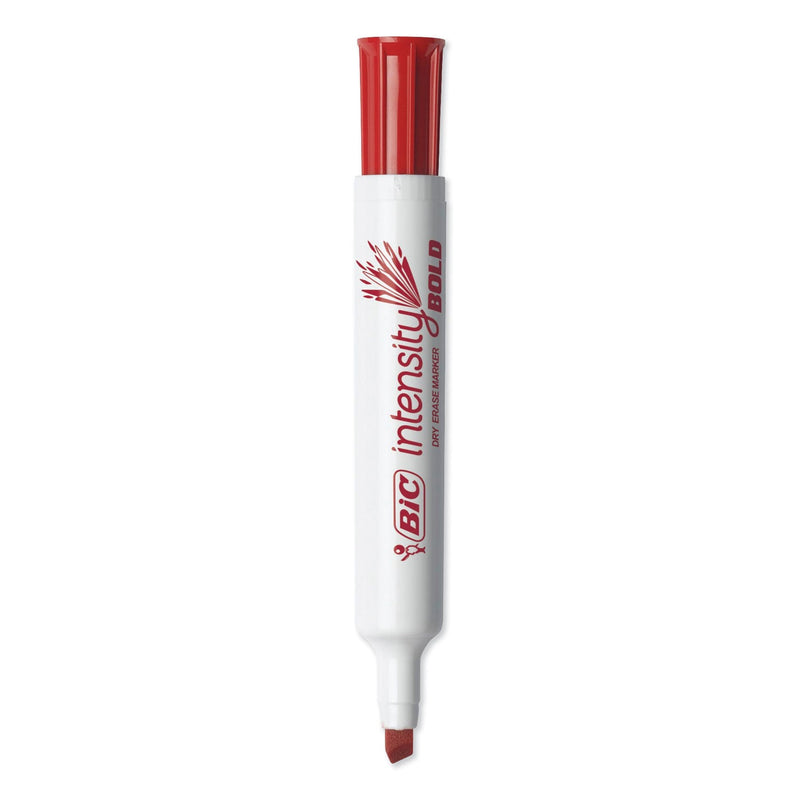 BIC Intensity Bold Tank-Style Dry Erase Marker, Broad Chisel Tip, Red, Dozen