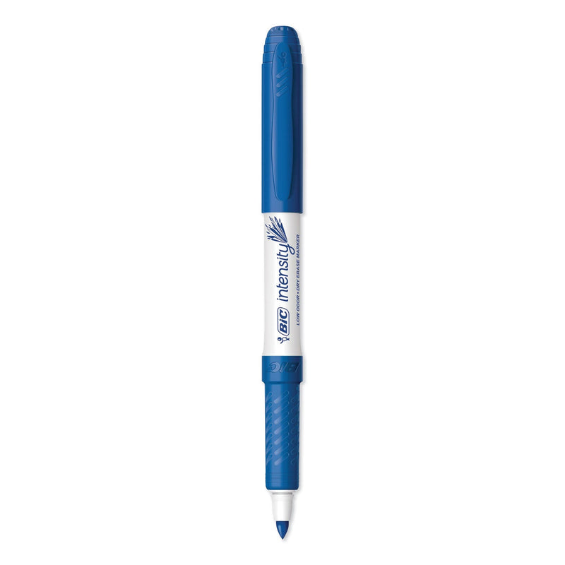 BIC Intensity Low Odor Fine Point Dry Erase Marker, Fine Bullet Tip, Blue, Dozen
