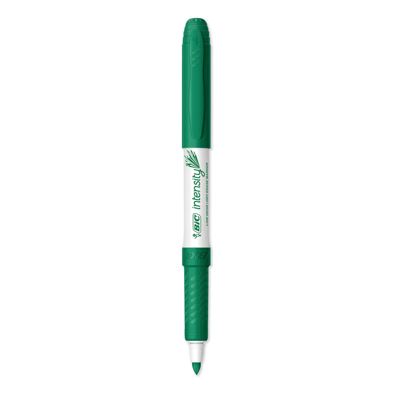 BIC Intensity Low Odor Fine Point Dry Erase Marker, Fine Bullet Tip, Green, Dozen