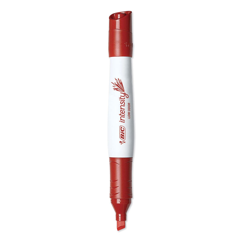 BIC Intensity Low Odor Chisel Tip Dry Erase Marker, Extra-Broad Bullet Tip, Red, Dozen