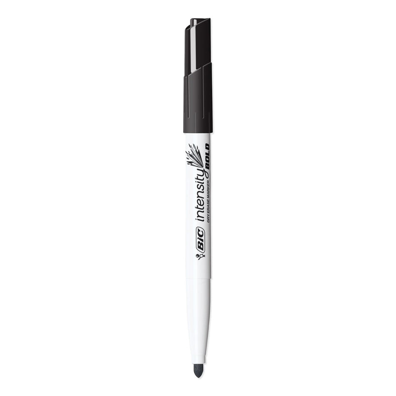 BIC Intensity Bold Pocket-Style Dry Erase Marker, Fine Bullet Tip, Black, Dozen