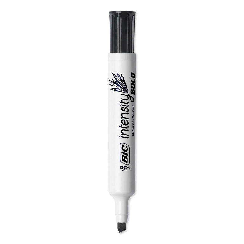 BIC Intensity Bold Tank-Style Dry Erase Marker, Broad Chisel Tip, Black, Dozen