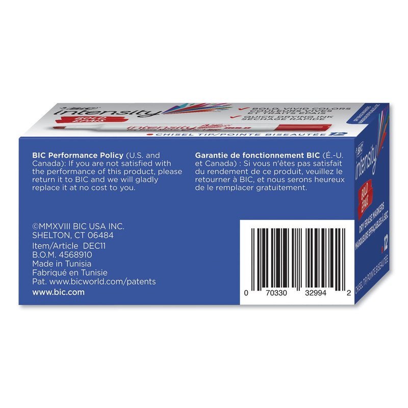 BIC Intensity Bold Tank-Style Dry Erase Marker, Broad Chisel Tip, Red, Dozen