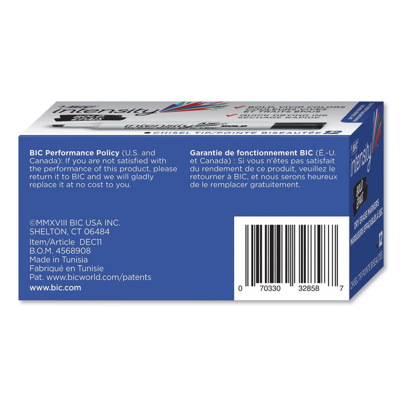 BIC Intensity Bold Tank-Style Dry Erase Marker, Broad Chisel Tip, Black, Dozen