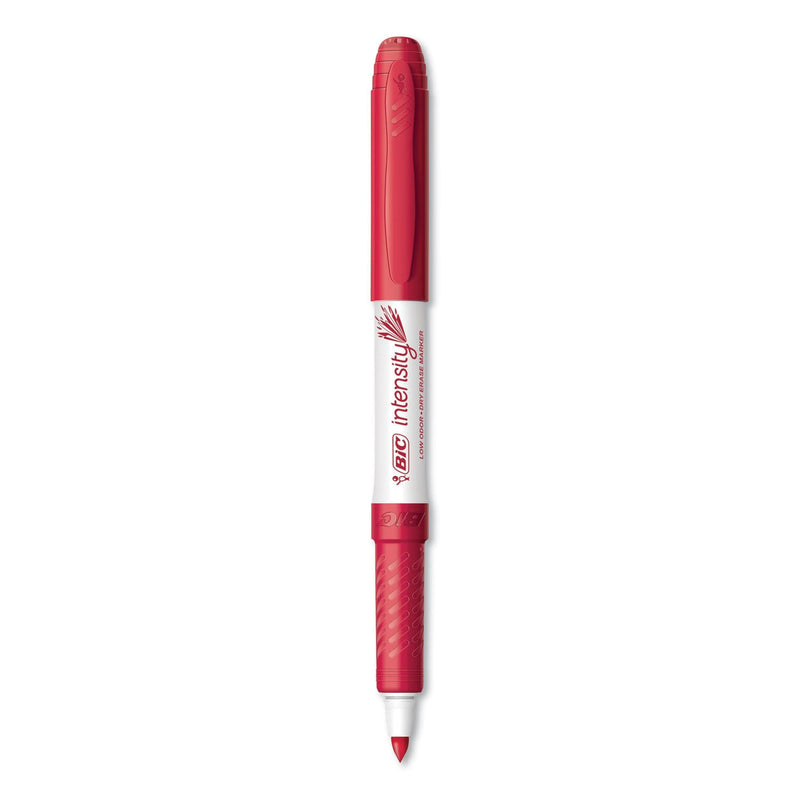 BIC Intensity Low Odor Fine Point Dry Erase Marker, Fine Bullet Tip, Red, Dozen