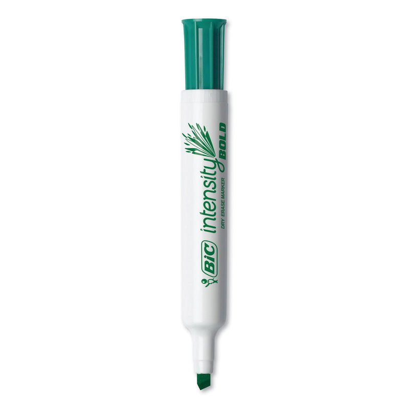 BIC Intensity Bold Tank-Style Dry Erase Marker, Broad Chisel Tip, Green, Dozen