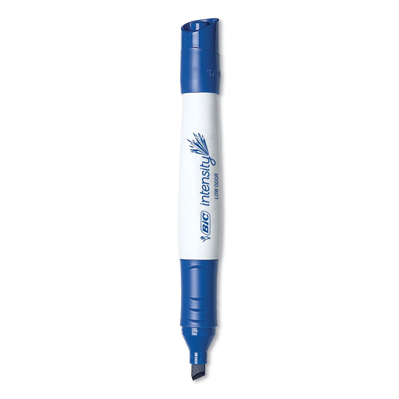 BIC Intensity Low Odor Chisel Tip Dry Erase Marker, Broad Chisel Tip, Blue, Dozen