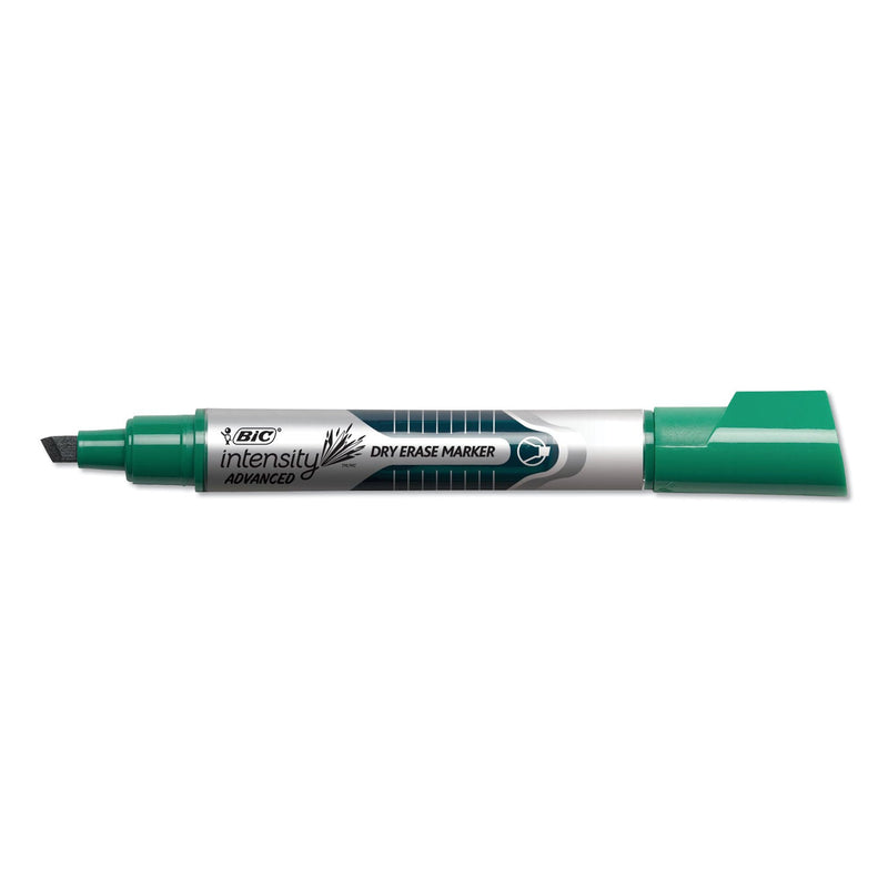 BIC Intensity Advanced Dry Erase Marker, Tank-Style, Broad Chisel Tip, Green, Dozen