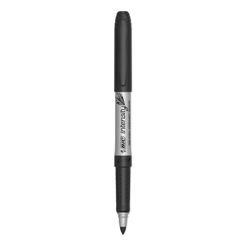 BIC Intensity Fine Tip Permanent Marker, Fine Bullet Tip, Tuxedo Black, Dozen
