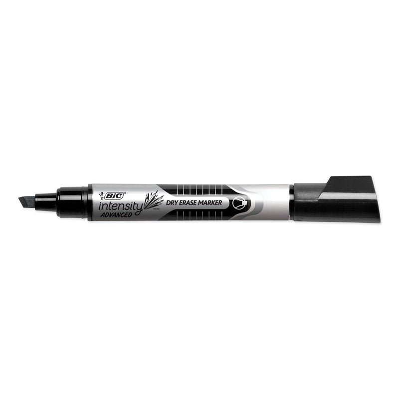 BIC Intensity Advanced Dry Erase Marker, Tank-Style, Broad Chisel Tip, Black, Dozen