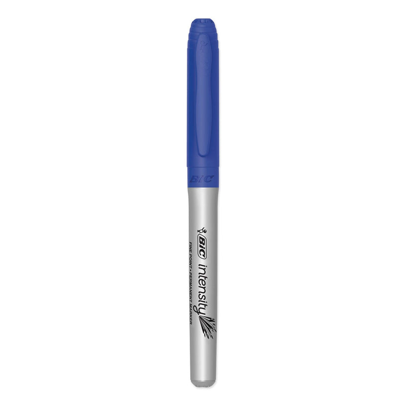 BIC Intensity Fine Tip Permanent Marker, Fine Bullet Tip, Deep Sea Blue, Dozen
