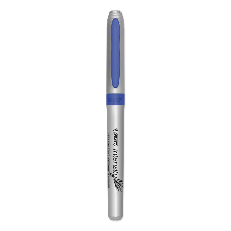 BIC Intensity Ultra Fine Tip Permanent Marker, Extra-Fine Needle Tip, Deep Sea Blue, Dozen