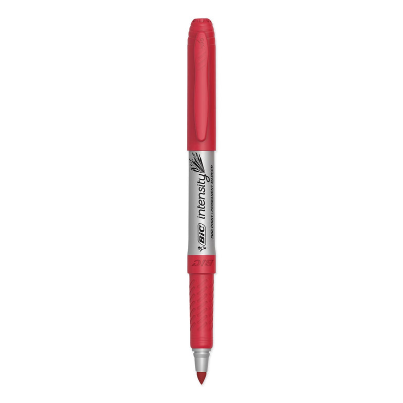 BIC Intensity Fine Tip Permanent Marker, Fine Bullet Tip, Rambunctious Red, Dozen