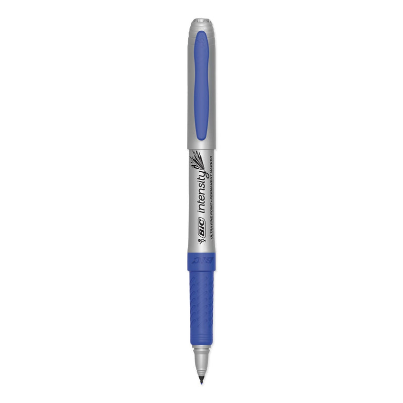 BIC Intensity Ultra Fine Tip Permanent Marker, Extra-Fine Needle Tip, Deep Sea Blue, Dozen