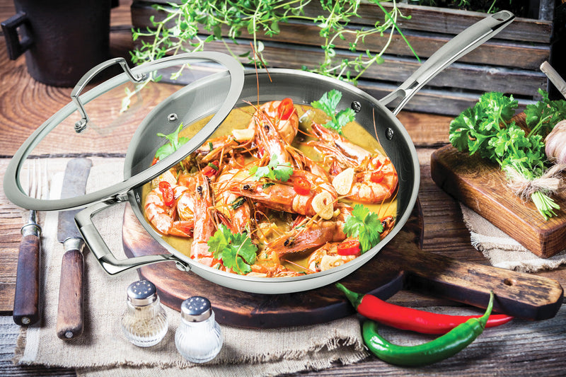 MASTERPAN Nonstick 3-Ply Chefs Wok & Glass Lid, 12" (30cm)