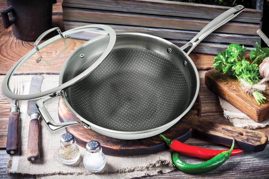 MASTERPAN Nonstick 3-Ply Chefs Wok & Glass Lid, 12" (30cm)