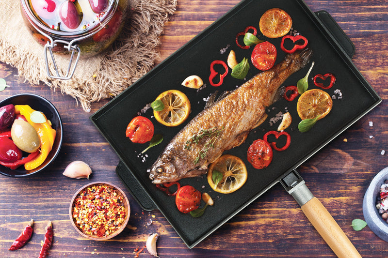 MASTERPAN Nonstick Grill & Griddle Double Sided, 10x15" (25x38cm)