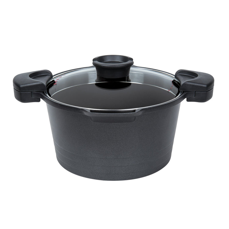 MASTERPAN Nonstick Stock & Pasta Pot With Glass Lid Strainer, 5 QT., 9" (23cm)