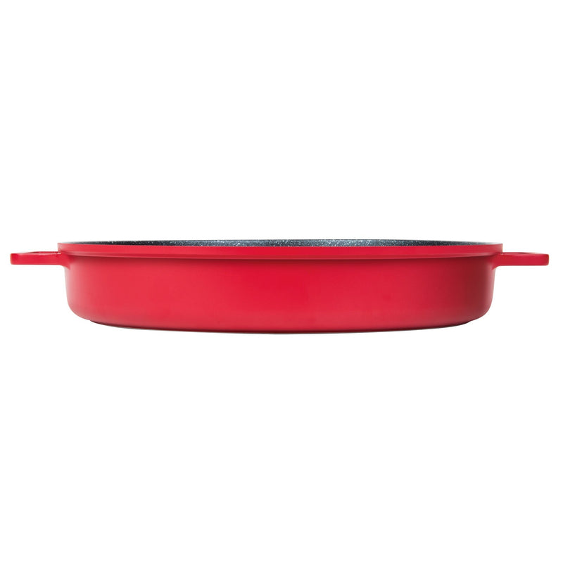 MASTERPAN Nonstick Stovetop Oven Grill Pan & Stainless Steel Lid, Red 12" (30cm)