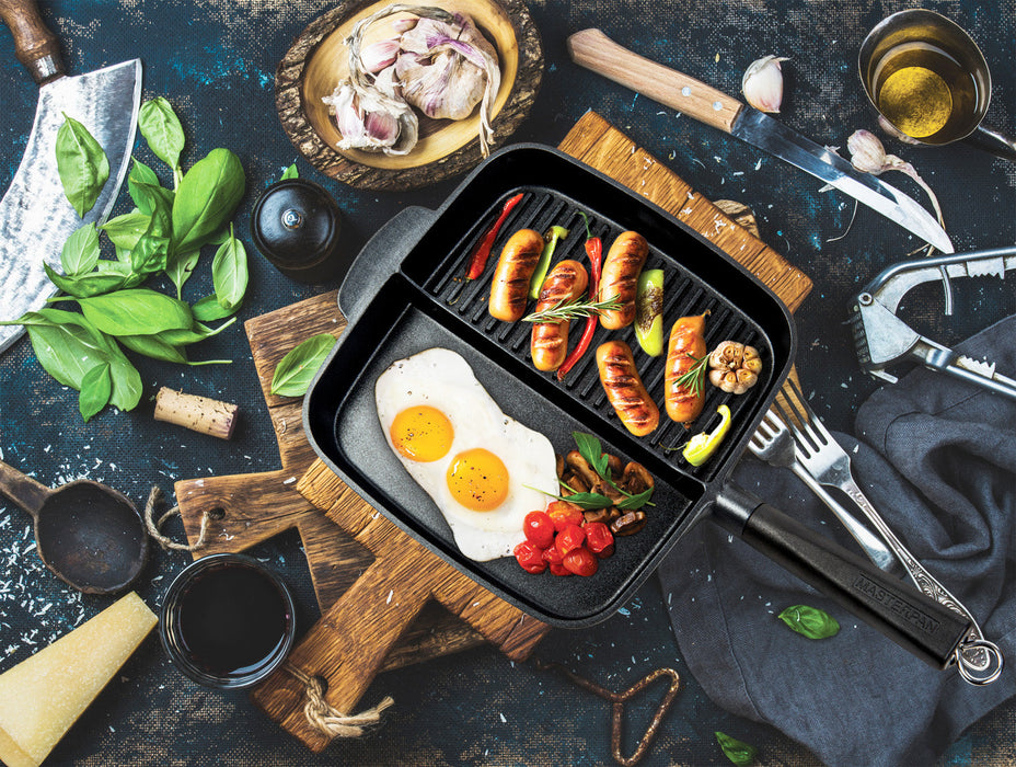 MASTERPAN Nonstick 2-Section Grill & Griddle Skillet, 11" (28cm)