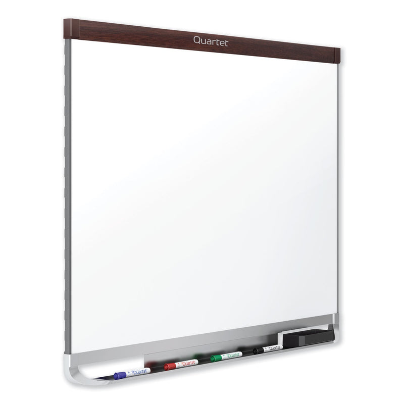 Quartet Prestige 2 DuraMax Magnetic Porcelain Whiteboard, 72 x 48, Mahogany Frame
